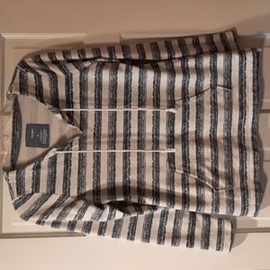 Womens long sleeved tunic top front pocket Sonoma brand size S blue/gray stripes